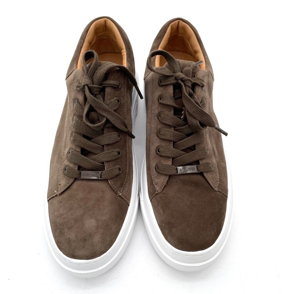 J/Slides‎ Platform Sneakers Women 9 Taupe Excellent Suede Flatform Lace Up